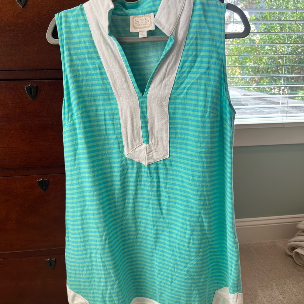 Sail to Sable Striped Sleeveless Dress  in Blue and White